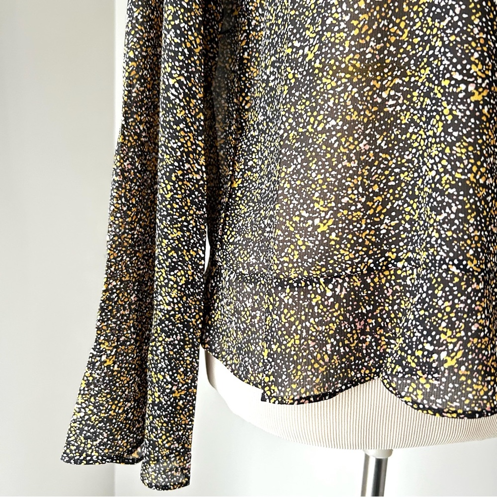 🌸NWT Easel Ruffled Printed Chiffon Blouse. Tie Neck Closure. 1 SM 1 M 1 LG - Picture 10 of 12